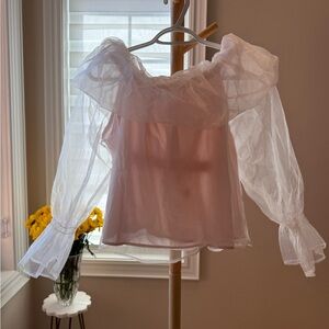 Fairy Dreams Top — Sheer Puff Sleeves & Soft Pink Magic
